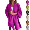 Women Fashionable Casual Button V-Neck Jackets Versatile Cape Shawl