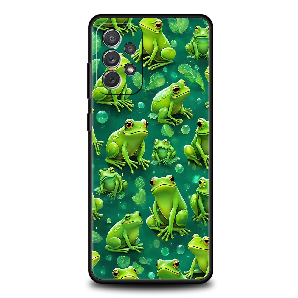Чехол для телефона Samsung Galaxy A55 A53 A52 A52S A51 A41 A35 A32 A25 A23 A15 A13 A71 A72 5G Мягкий ТПУ Корпус Реалистичный Принт Лягушки Сумка