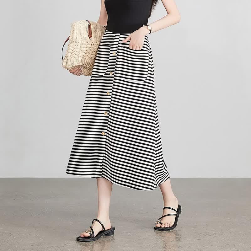 Юбка-трапеция Demana Classic Stripe с высокой талией, средней длины