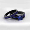 Fashion Couple Rings Romantic Women Blue Rhinestones CZ Rings Set Trendy Men Stainless Steel Rings Wedding Band Jewelry Gifts
