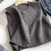 Elegant Gold Button Knitted Vest – Soft Layered Autumn/Winter Sweater Top