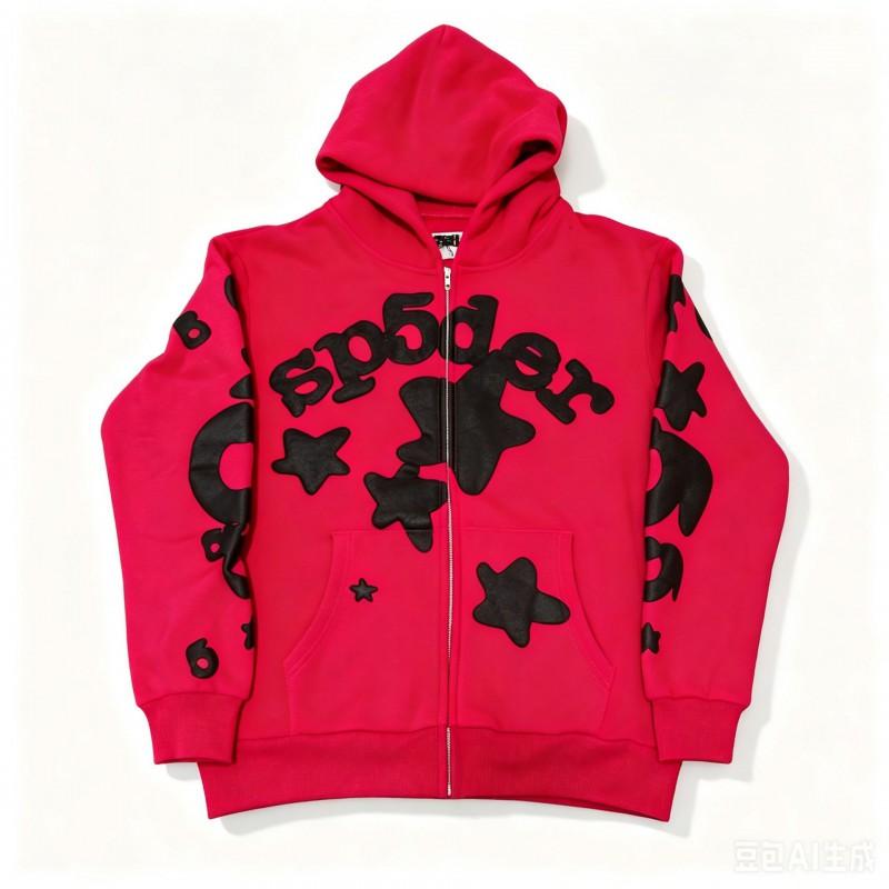 Sp5der FW23 Hoodie Unisex Streetwear Pullover Sweatshirt With Web Print Loose Fit Cotton Blend
