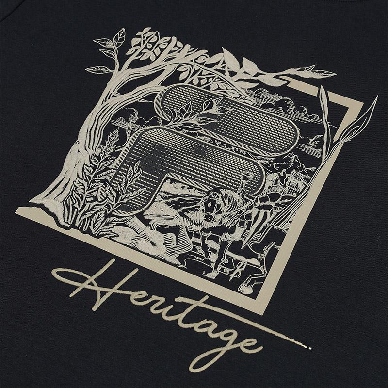 Fila Серия Heritage Толстовка мужская с круглым вырезом и принтом букв, удобная, с длинным рукавом, черная F11M518208F-BK