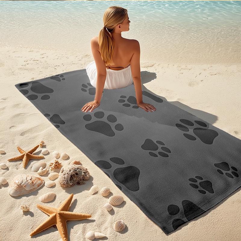1Pc Paw Prints Beach Towel, Quick Dry, Multi-Use for Beach Pool Gym Yoga Home Travel, Christmas, Halloween, Xmas Gift M928292