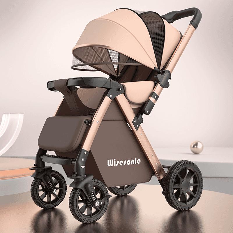 Elevated Baby Stroller: Reclining, Lightweight, Foldable, Two-Way Shock Absorption for Newborns