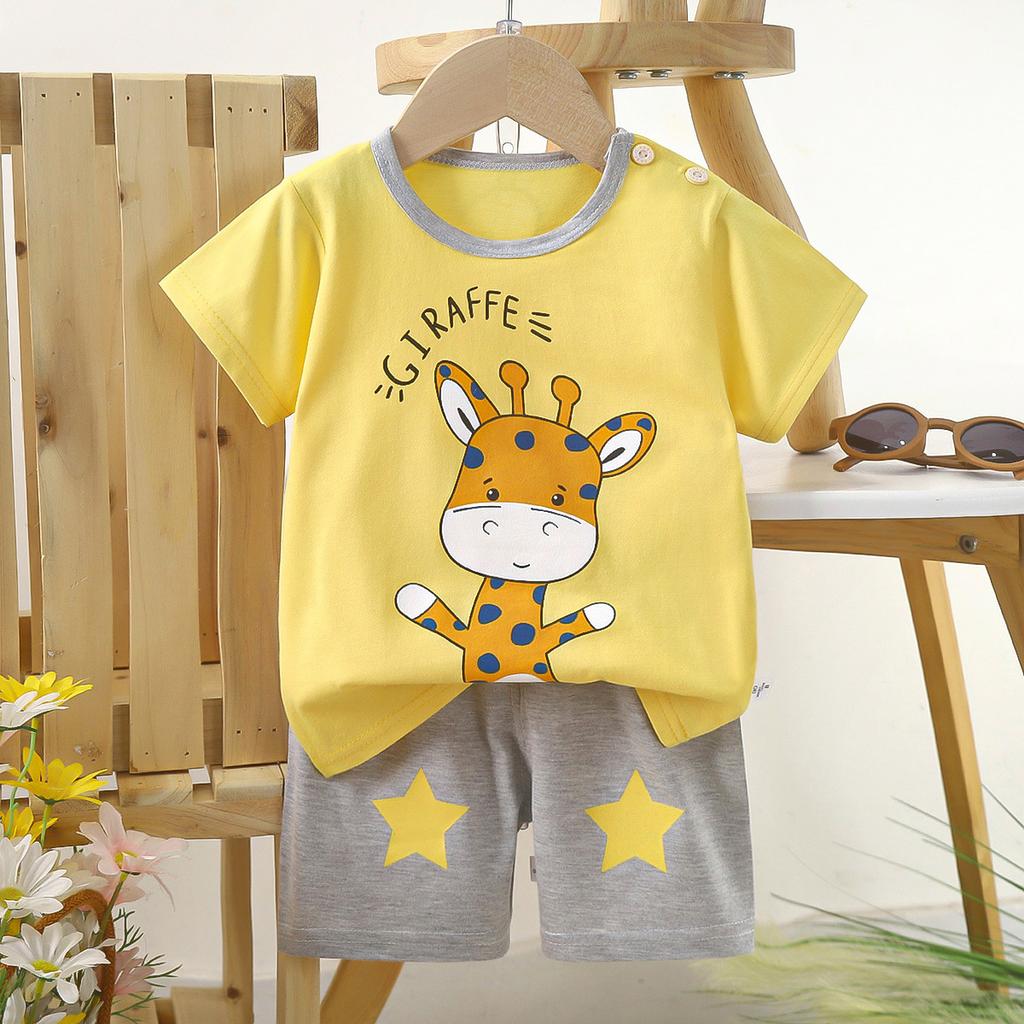 Children's Casual Short-sleeved Summer Cotton T-shirt Set for Boys and Girls