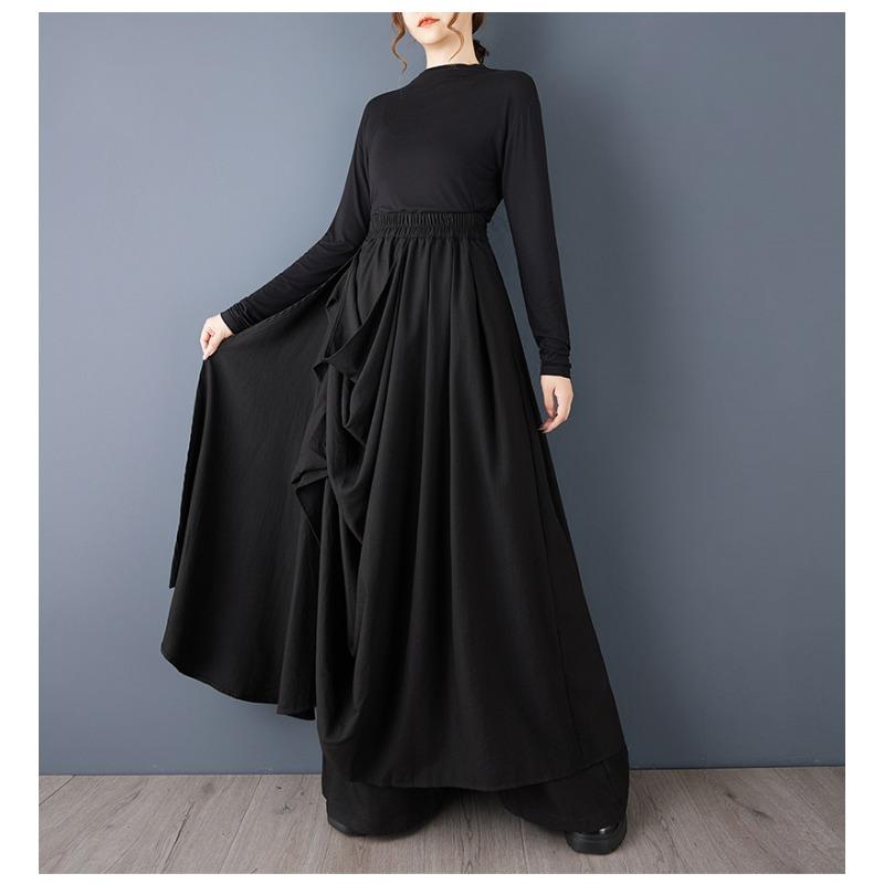 DIMANAF Plus Size Women Bottoms New Long Pants Skirts Loose Trousers Big Size Casual Spring Autumn Solid Black