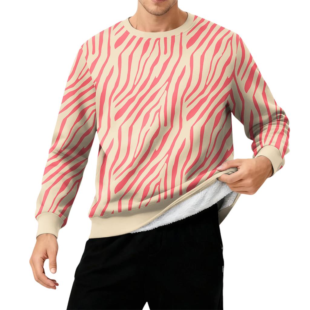 Мужской свитшот с круглым вырезом, на флисовой подкладке, плотный, однотонный