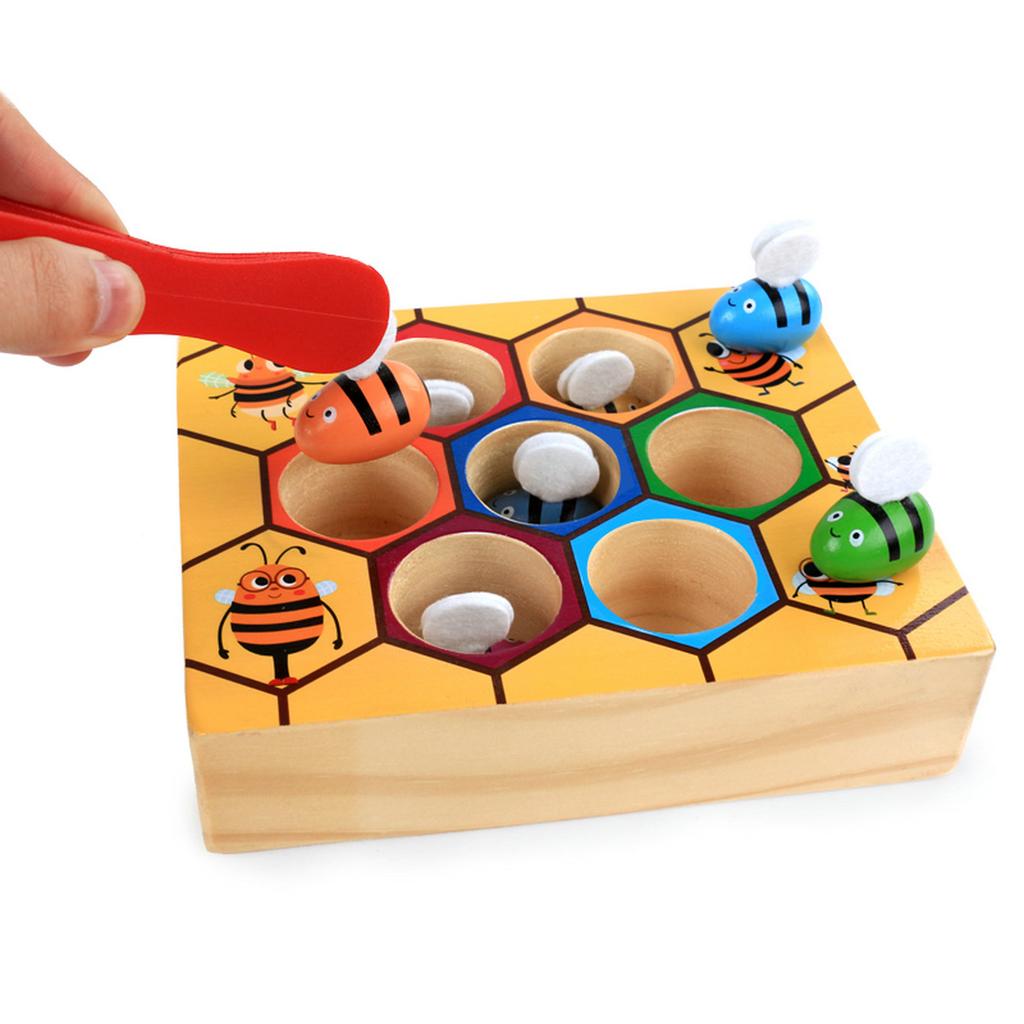 Clamp Bee To Hive Matching Game, Montessori Color Sorting Puzzle, Fine Motor Skill Toy, Early Educational Gift Toy