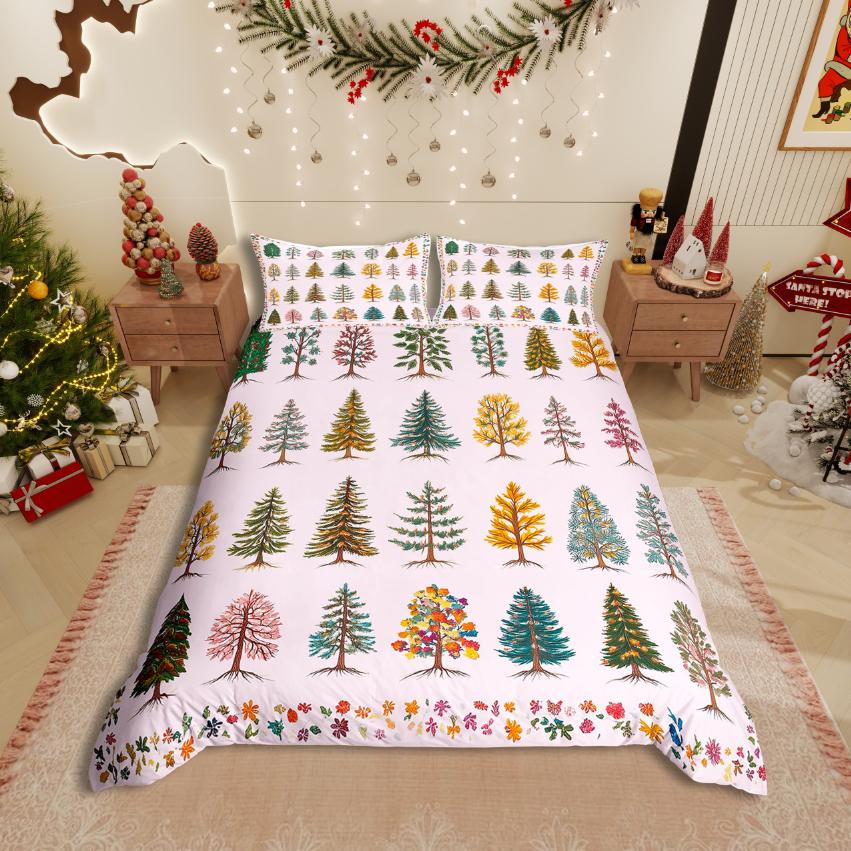 Homewish Christmas Nutcracker Duvet Cover Set,Xmas Tree for Teens Bedding Set,Happy New Year Decor