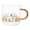 PEANUTS Snoopy Woodstock Glass Colored Cube Made In 608141 & Heat-Resistant Mug, Approx. 400ml, Microwave-Safe, Handle, Brown, Shape, Japan,