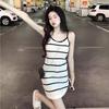 Женское летнее трикотажное платье-майка высокого класса в французскую полоску - Сладкий и пикантный стиль, облегающая мини-юбка