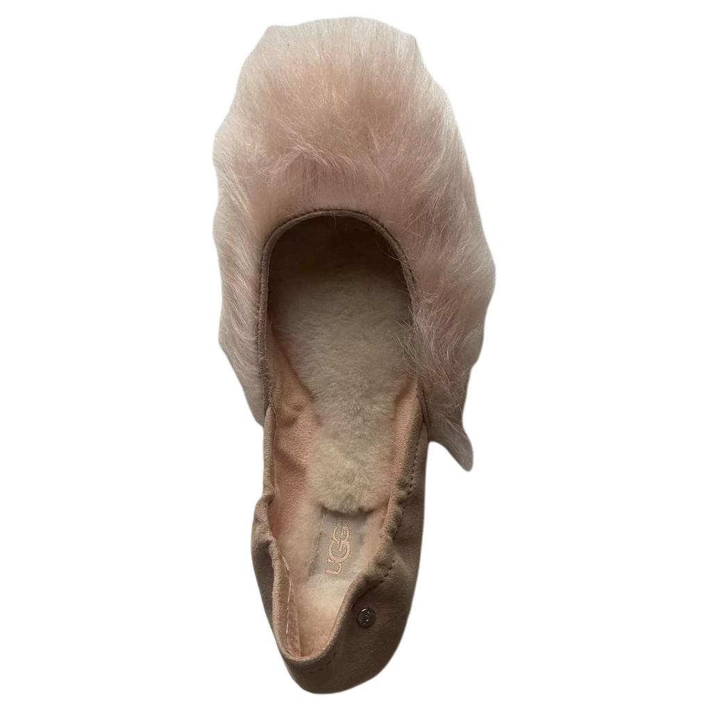 UGG Jeanie Fluff Flat Замшевые Мокасины Удобная Повседневная Обувь Женские Лоферы Розовые 1097554-AMB