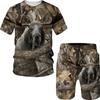 Summer Casual Camouflage Hunting Animal Wild Boar 3D T-Shirt Fashion Men's Tracksuit Short Sleeve Sportwear Men Clothing Suit