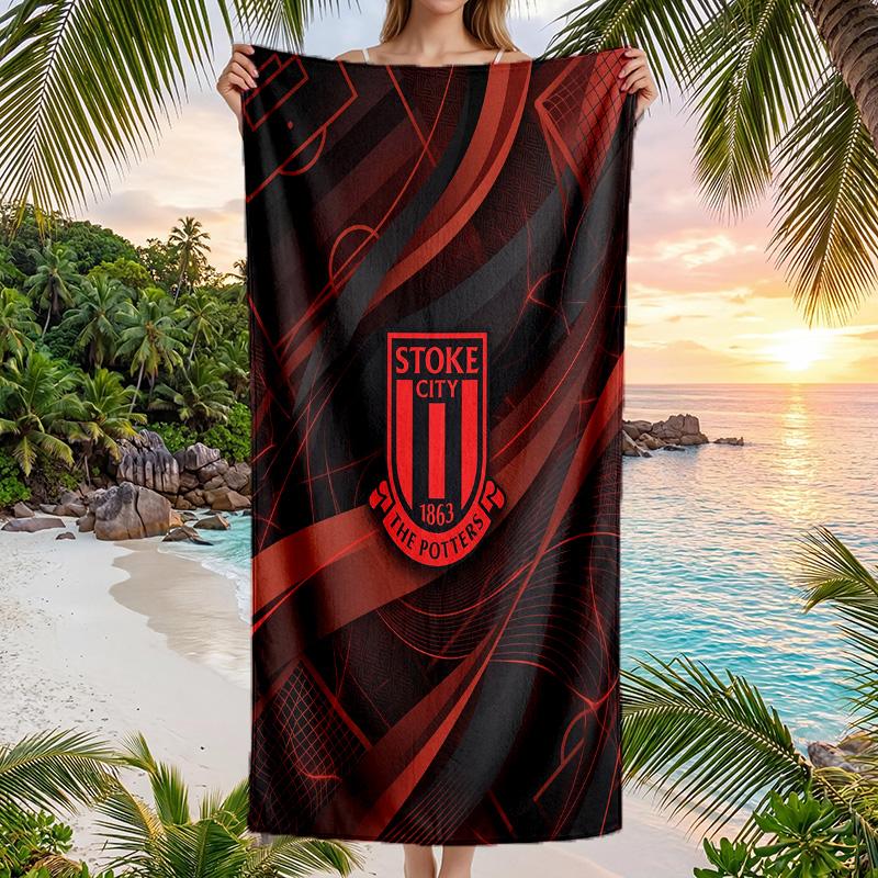 Stoke City Football Beach Towel Soft Microfiber Summer Towel Quick Dry Absorbent Towel for Beach Swimming Pool Travel