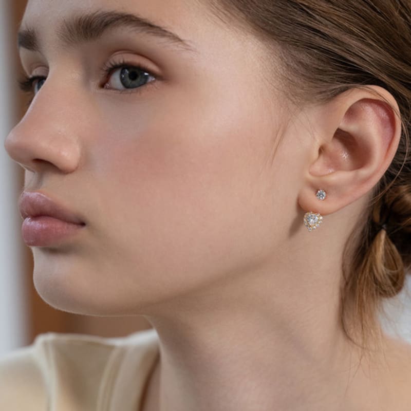 Tatiana (Серебро 925) Дьюи Сердце Серьги-джекеты для ушей EC3171