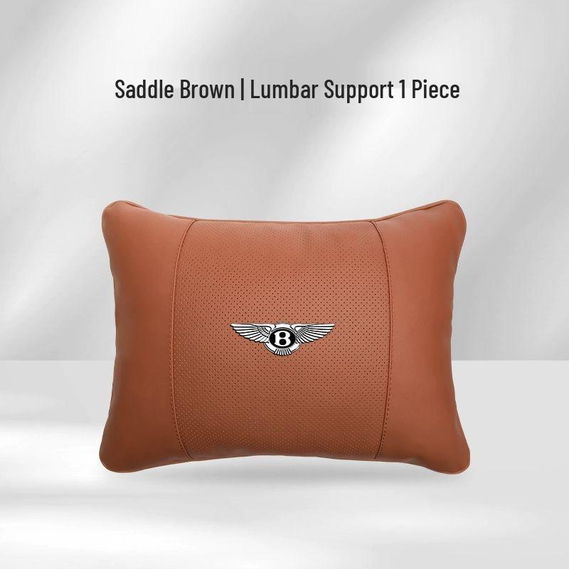 Genuine Leather Headrest, Lumbar Support, and Neck Pillow for Bentley Continental, Bentayga, Flying Spur, and Mulsanne Interiors.