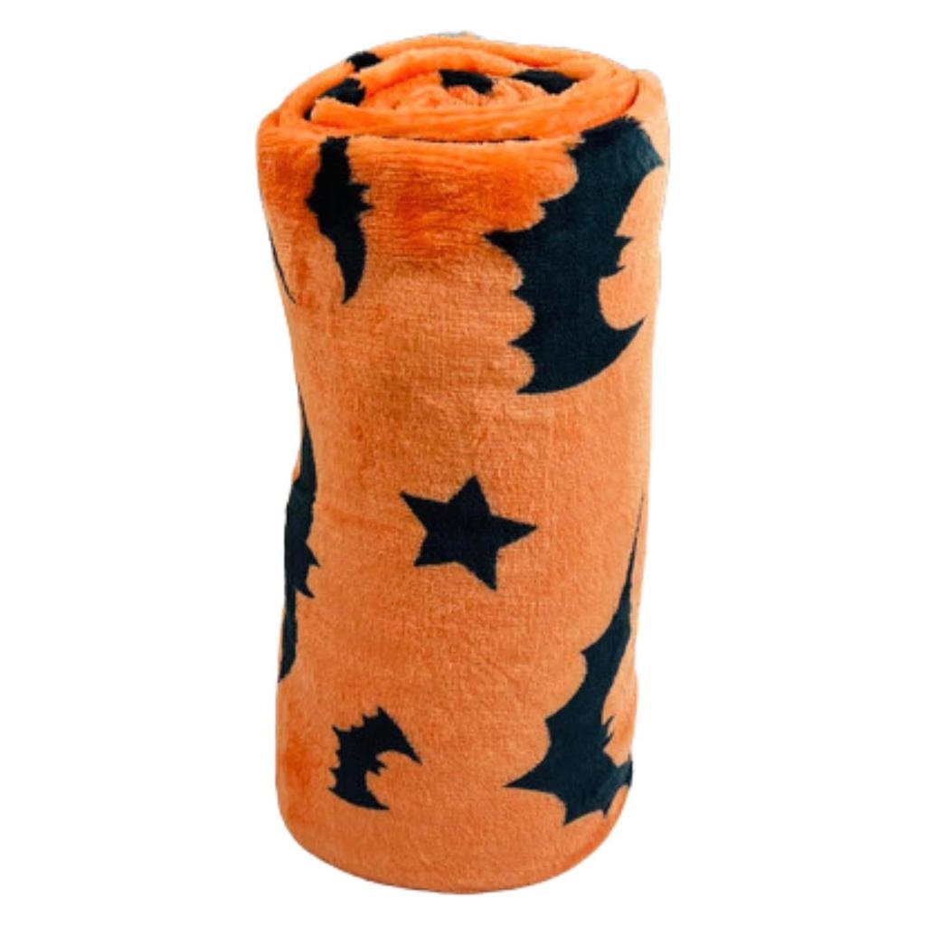 Halloween Themed Throw Blanket Soft Flannel Fabric for Family Gatherings Outdoor Activity Machine Washable Polyester