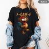 Funny Rooster Meme Shirt, F-CAW-F Chicken Humor Tee, Silly Farm Animal Graphic T