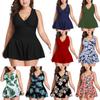 Women's Fashion Sexy High Waist Printed V-Neck Skirt Split Plus Size Swimsuit