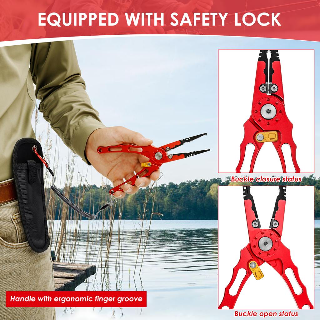 Aluminum Multitool Fishing Pliers Hook Remover Line Cutting and Split Ring Fishing Gear Fishing Tools Sets Split Ring Pliers