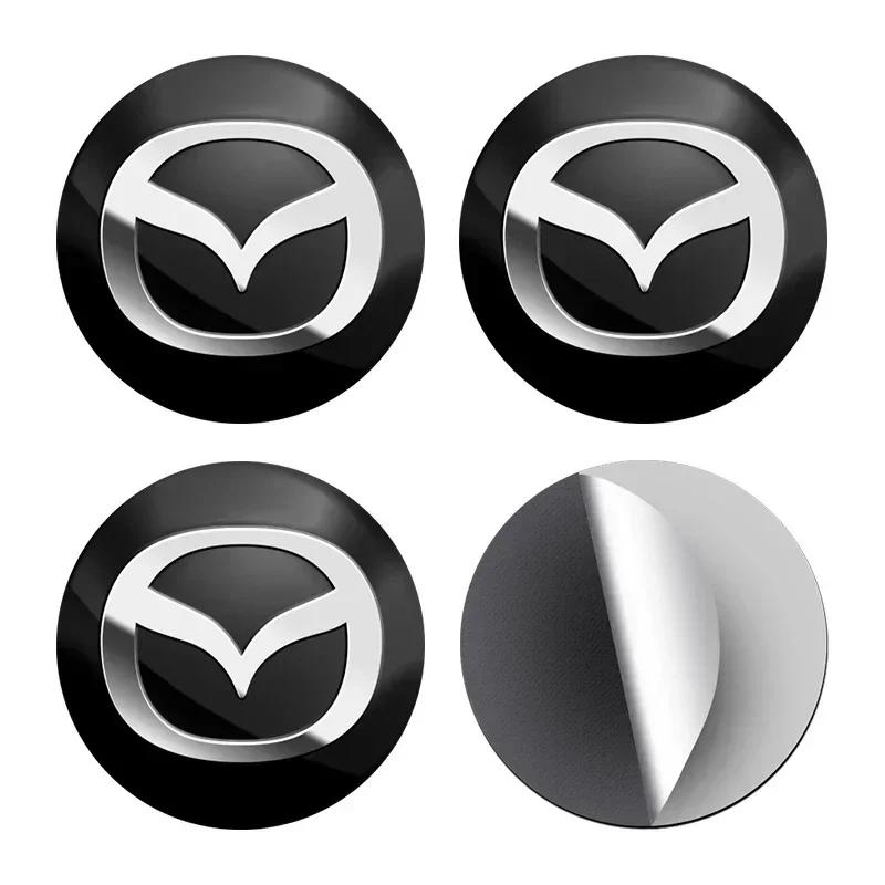2025 Hot 4Pcs 56mm Car Emblem Logo Wheel Hub Cap Metal Stickers Accessories For Mazda 3 6 Atenza Axela Demio CX3 CX5 MP MS RX8 C