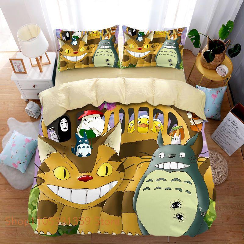 3D Exquisite Duvet Cover My Neighbor T-Totoros Cartoon Print Bedding Set Comforter Bed Youth Home Decor Kids Boys Girls Gift