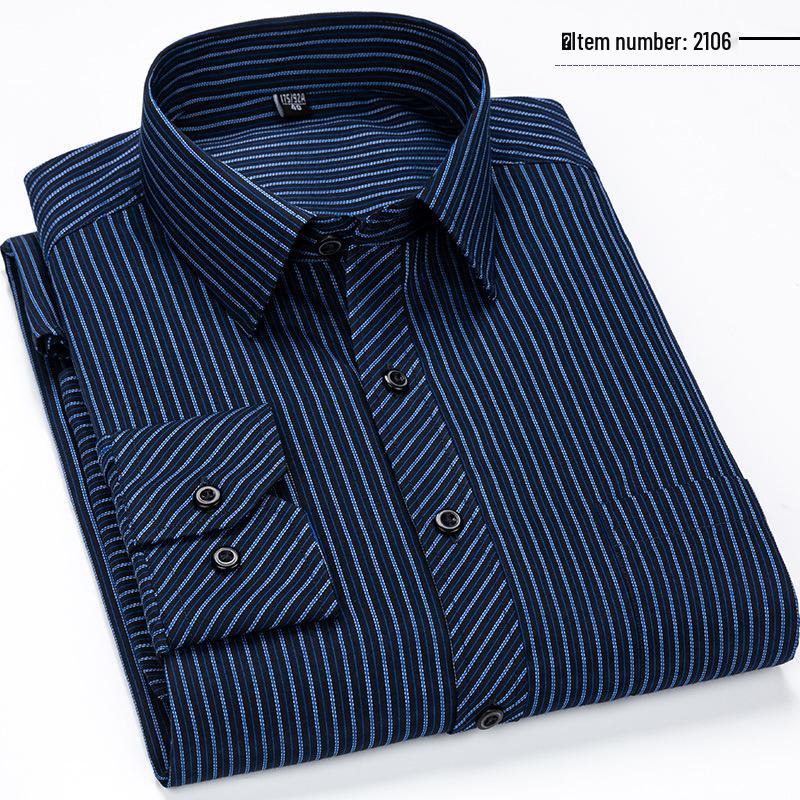 Men's Business Casual Striped Long-Sleeve Shirt - Simple and Fashionable
