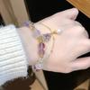 Chinese Style Light Luxury Purple Glass  Beaded Bracelets For Women Tassel Pendant Bracelet Sweet All-Match Wrist Jewelry