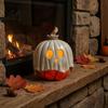 Indoor Fall Decorations Halloween Light Up Ghost Pumpkin Decoration Vintage Detachable Lamp with Resin Ornament LED Candle for Kitchen Tabletop