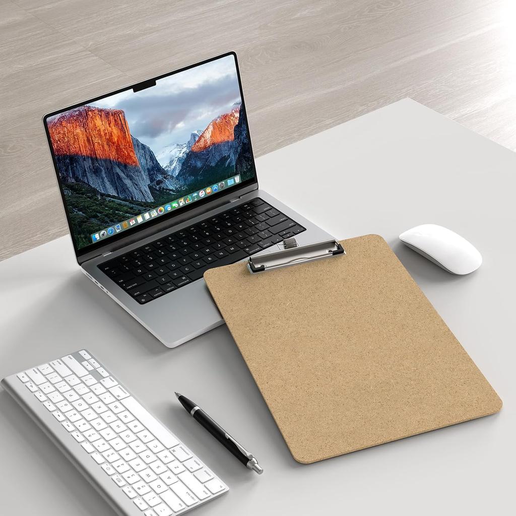 Wood Clipboard Set of 2, 8.5 x 11 Clip Borad with Pen Holder, A4 Standard Dimension 9 x 12.5 in, A4 Letter Size Hardboard for Classroom, Students,