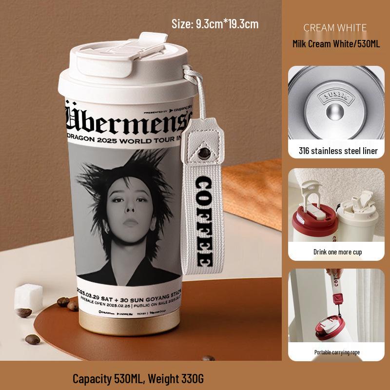 Термокружка из нержавеющей стали G-Dragon, большая емкость, дизайн с ромашками