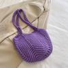 Chic Knitting Shoulder Bags  Women Bucket Eco Friendly Handwoven Handbags Simple Stylish Soft Cotton Casual Totes