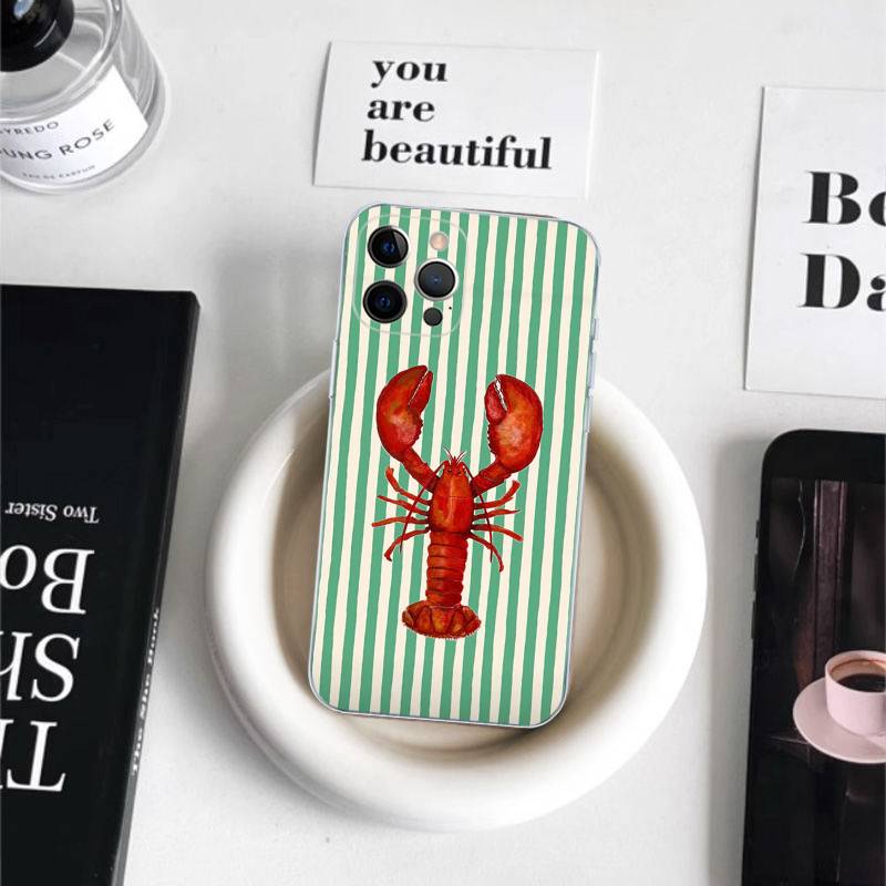 Милый Чехол для Телефона с Морскими Морепродуктами Для iPhone 17 16 15 11 12 14 13 Pro Max Mini X XS XR 7 Plus 16E Ударопрочный Силиконовый Чехол Fundas