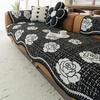 1pc Floral Jacquard All-Seasons Sofa Cushion Cover, Camellia Design with Anti-Skid Backing Sofa Towel for Living Room Decor