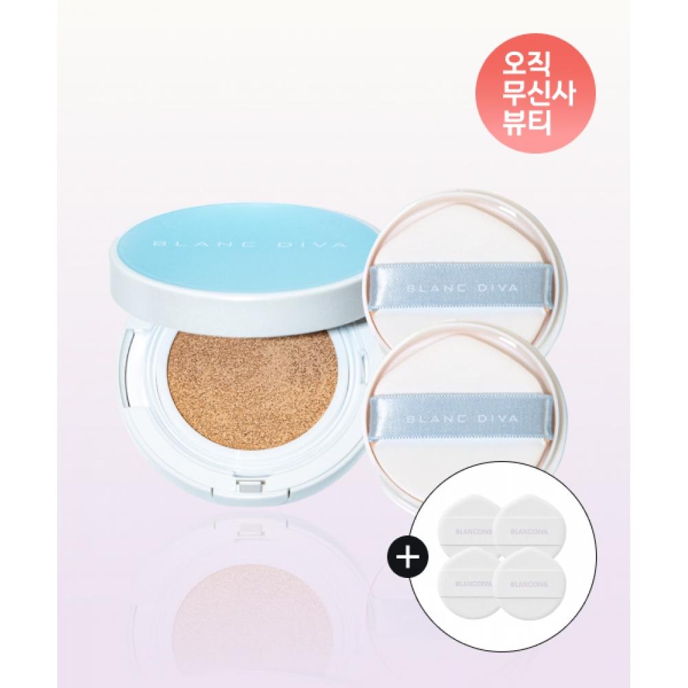 Blancdiva Набор Water Velvet Cushion + 1 Сменный блок Бесплатная Пуховка-аппликатор Serum Fit 4 шт.
