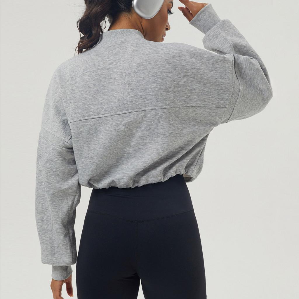 Осенне-зимняя толстовка, спортивная, для отдыха, для йоги, куртка с длинным рукавом, полумолния, одежда для фитнеса, свободная толстовка для женщин