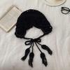 Fashion Handwoven Hollow Baotou Hat Women'S Crochet Ethnic Style Tassel Ear Protector Strap Sleeve Knitted Hat