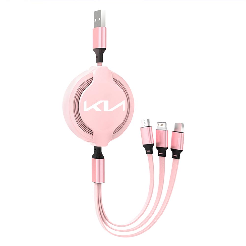 2026 Hot Car Sticker Car 3 in 1 Fast-charging IPhone Phone USB Charger Cable For KIA Sportage Ceed Sorento Cerato Optima Picanto