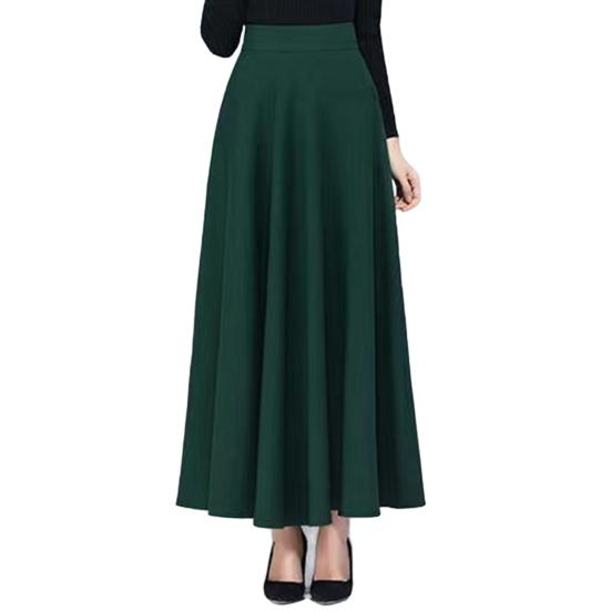 Макси-юбка с высокой талией А-силуэта Длинная юбка с карманами Дышащая Утягивающая Дизайн с большим подолом Юбка для офисной леди