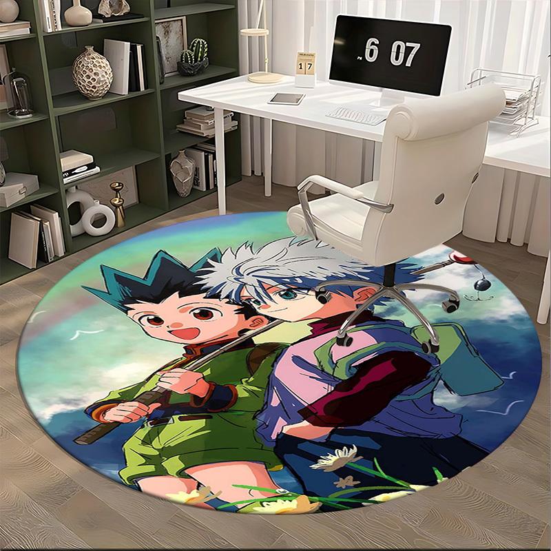 1 шт. Ковер круглый Hunter x Hunter Killua & Gon - Коврик для стула с дизайном из аниме-мультфильма, нескользящий ковер для офиса, домашнего декора, гостиной