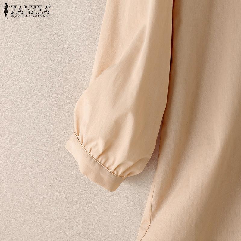 ZANZEA Womens Lace Splice Round Neck 3/4 Sleeve Loose Blouse