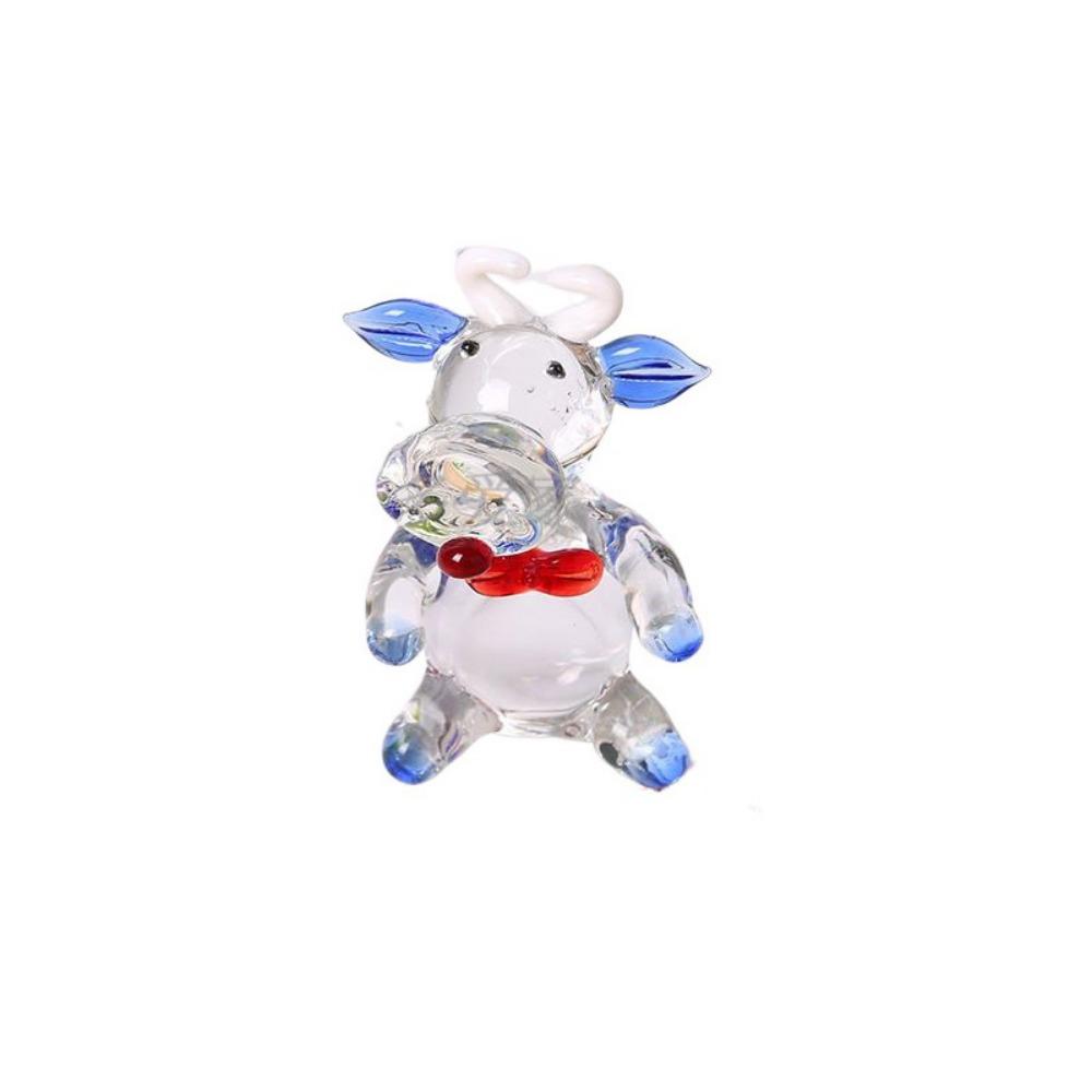 Украшение в виде коровы из хрусталя ручной работы, маленькая фигурка животного, креативная стеклянная корова, миниатюра на Новый год