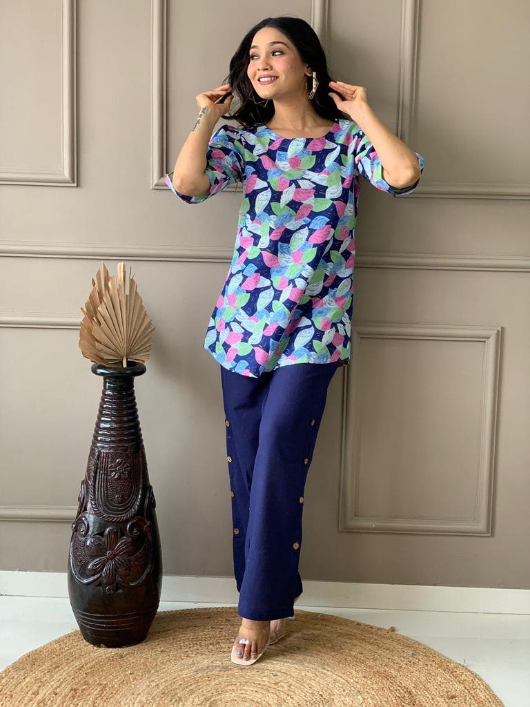 Женский комплект из чистого хлопка Курти Корд, праздничная одежда, индийский дизайнерский топ, туника, комплект с брюками Курта, платье