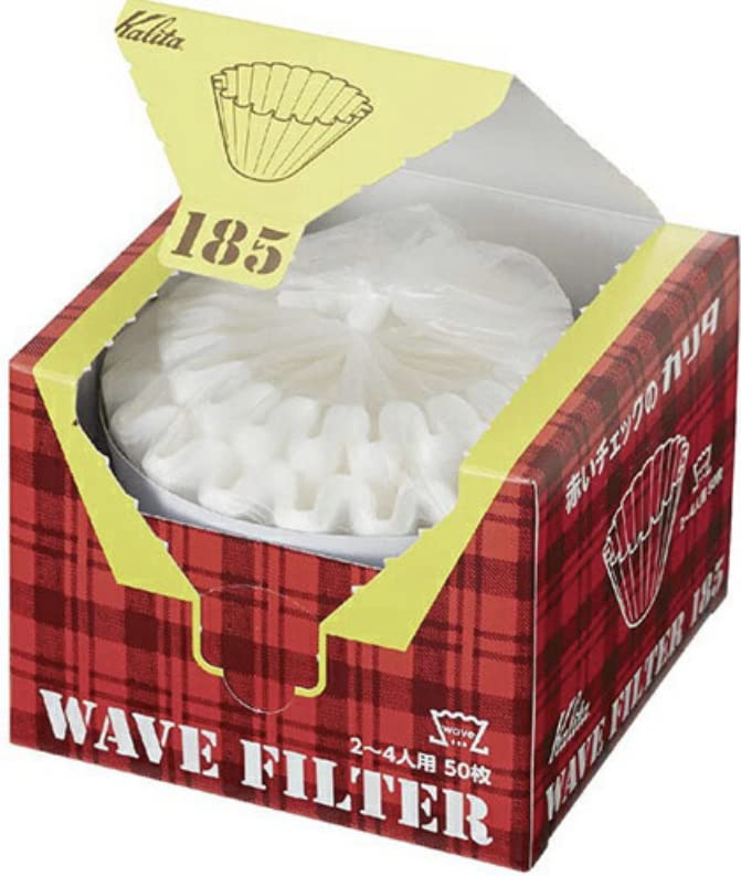 Kalita Wave Filter KWF-185 (50 Filters Per Pack) for 2-4 People, Oxygen Bleach, ORIGAMI Dripper, Medium Size ((4-pack of 50 Coffee Filters))