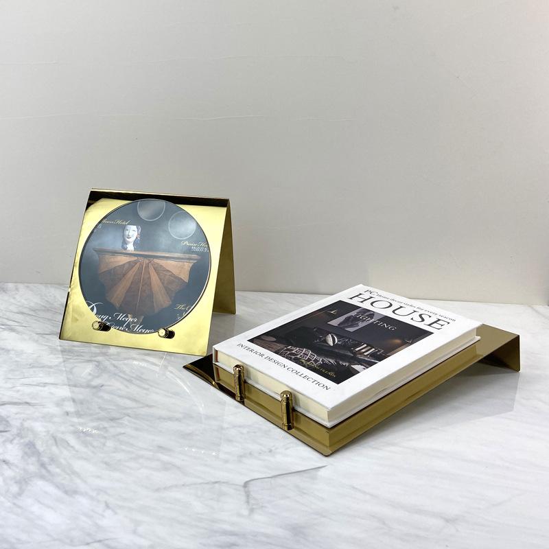 Simple Modern Nordic Geometric Metal Book Holder Photo Holder Folder Ornaments Model House Sales Office Soft Decorations