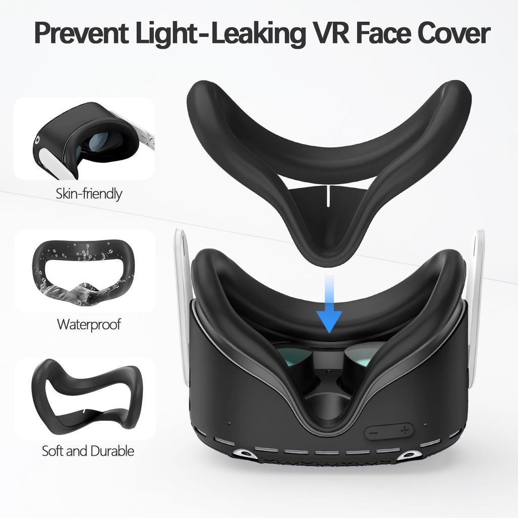 Five-Piece Silicone Protective Case Set for Meta/Oculus Quest 2: VR Controller and Main Unit Covers