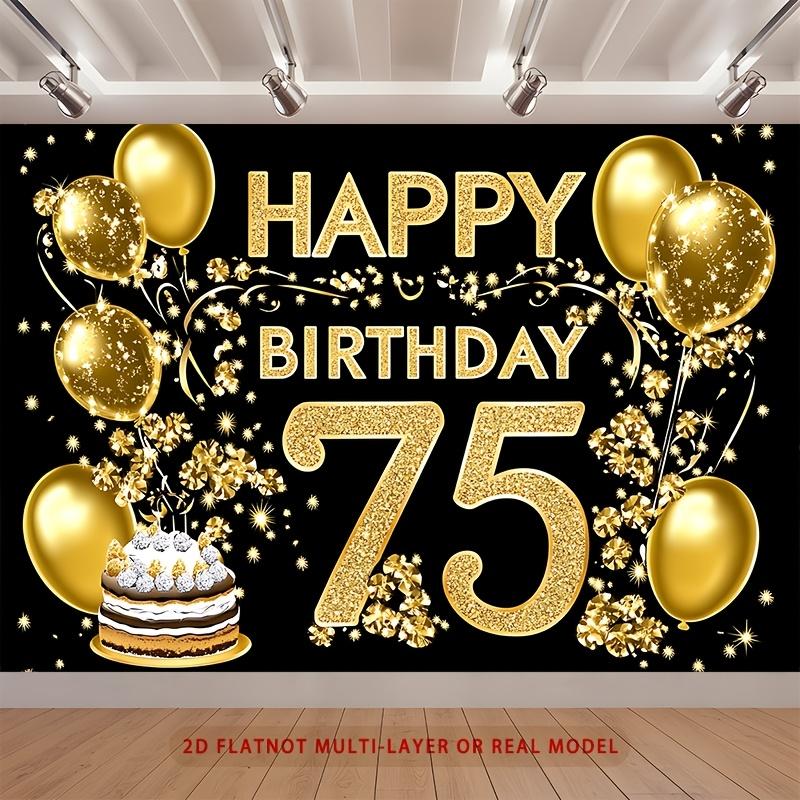 1 piece of 2D plane party banner 2D plane black and gold fabric 75th birthday party background