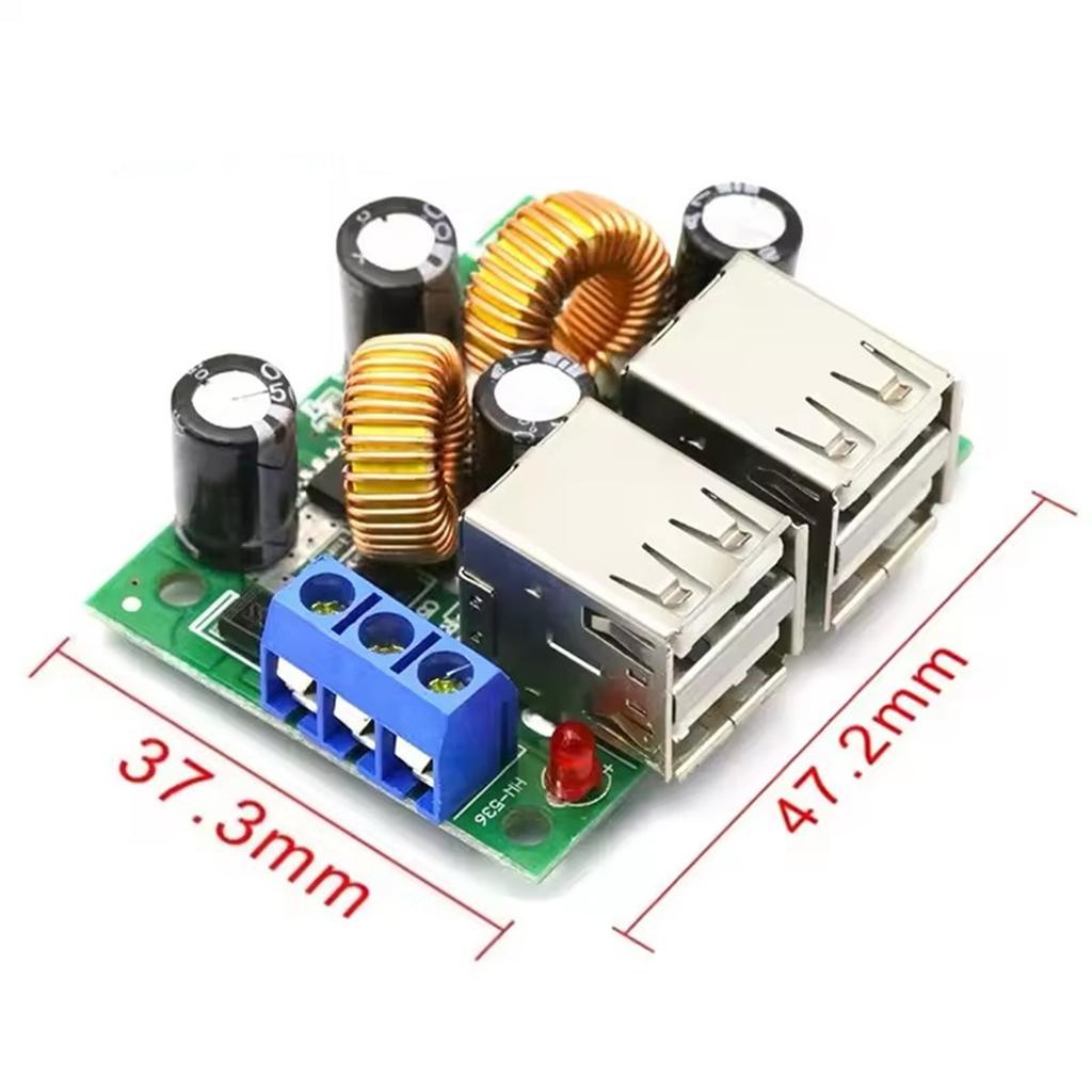 Преобразователь понижающий с 4 портами USB DC 12V 24V 40V на 5V 5A Модуль понижающего преобразователя для MP3/MP4 Телефона Автомобильного Оборудования