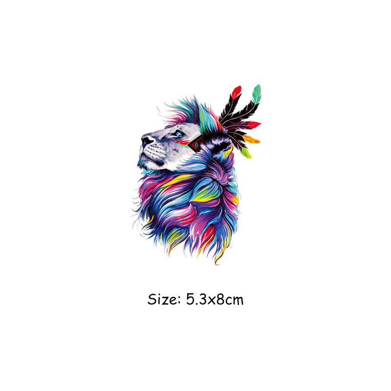 Color Lions Iron On Patch Man Woman Hoodies Heat Press Appliqued Clothes Stickers Diy Parches Ropa T-Shirt Diy Craft Supplies
